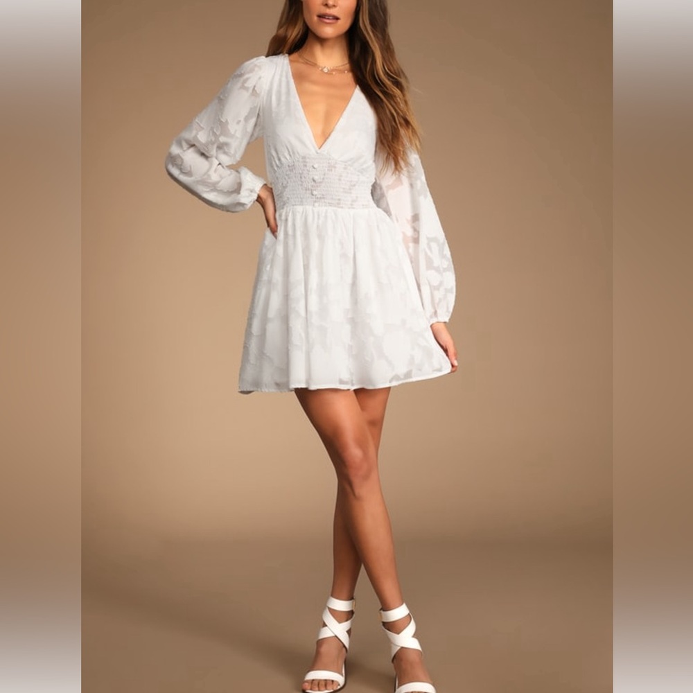 White burnout floral mini dress